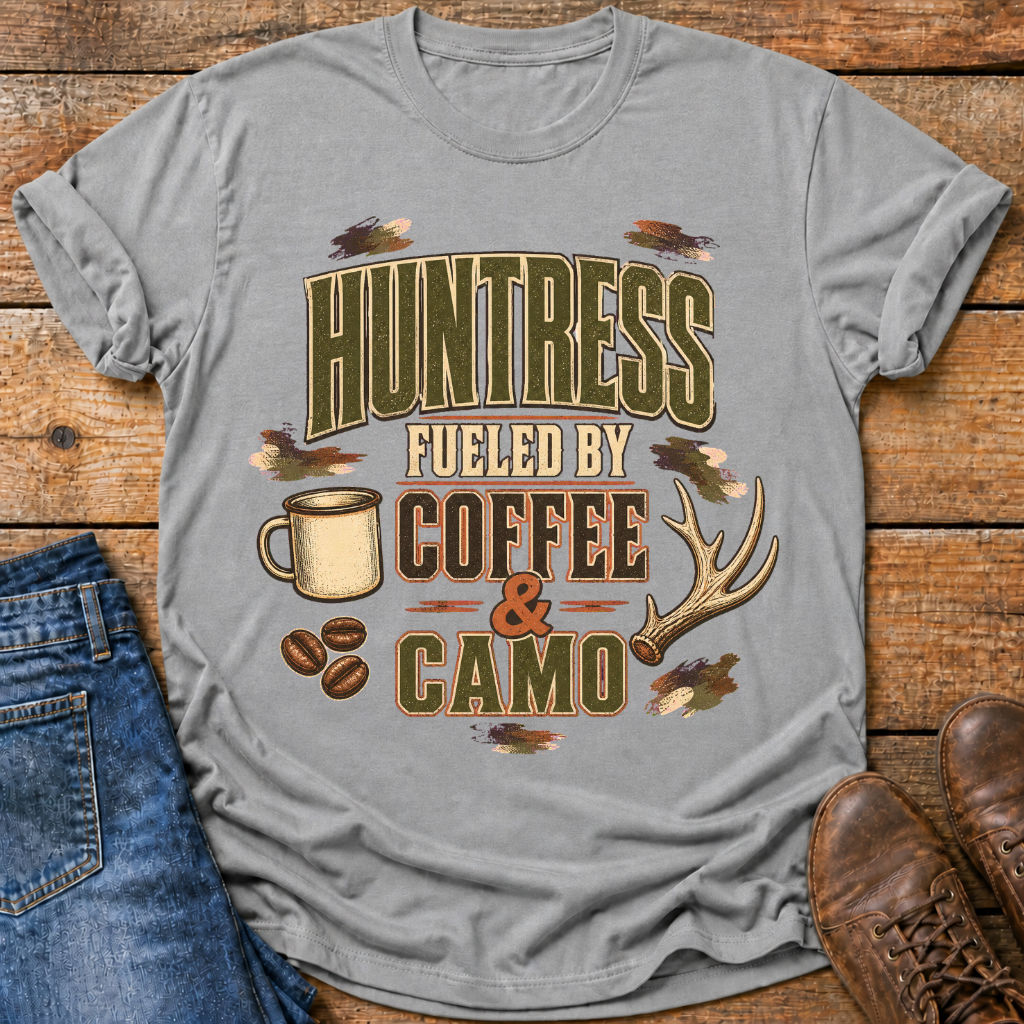 Huntress Fueled By Coffee And Camo T-Shirt