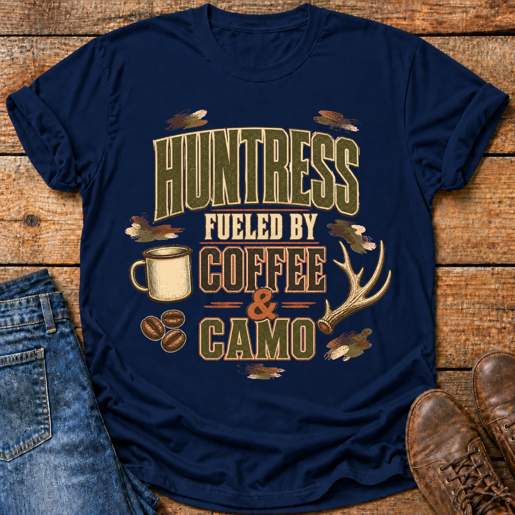Huntress Fueled By Coffee And Camo T-Shirt