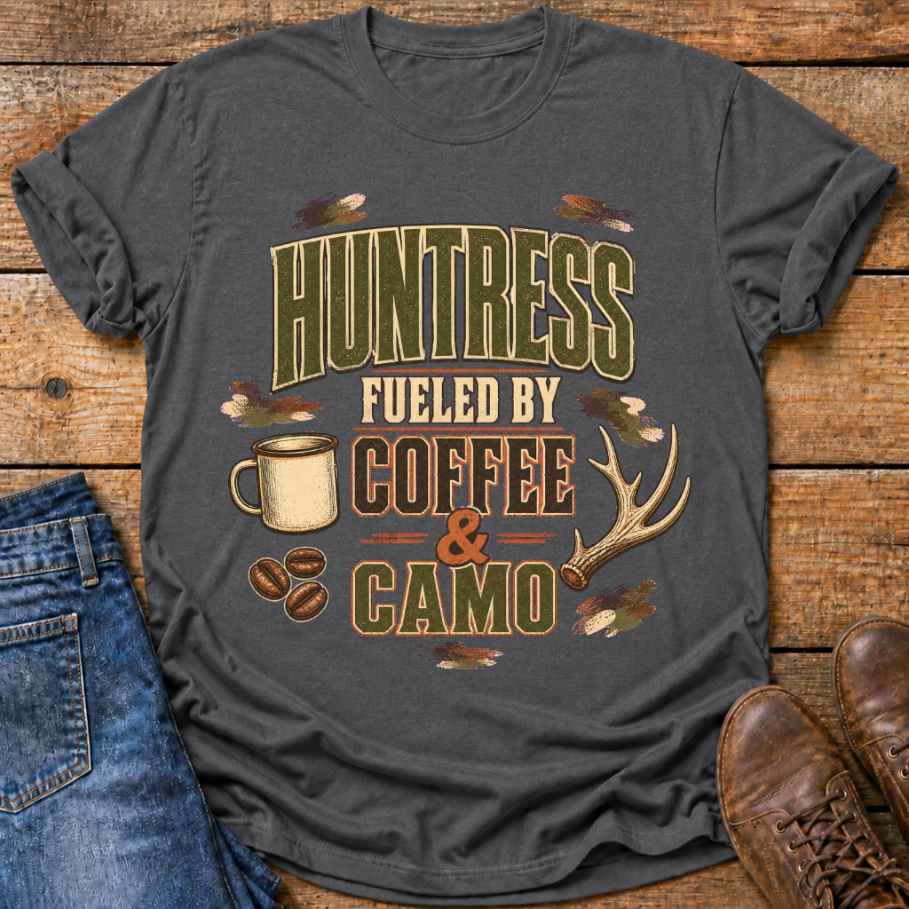 Huntress Fueled By Coffee And Camo T-Shirt
