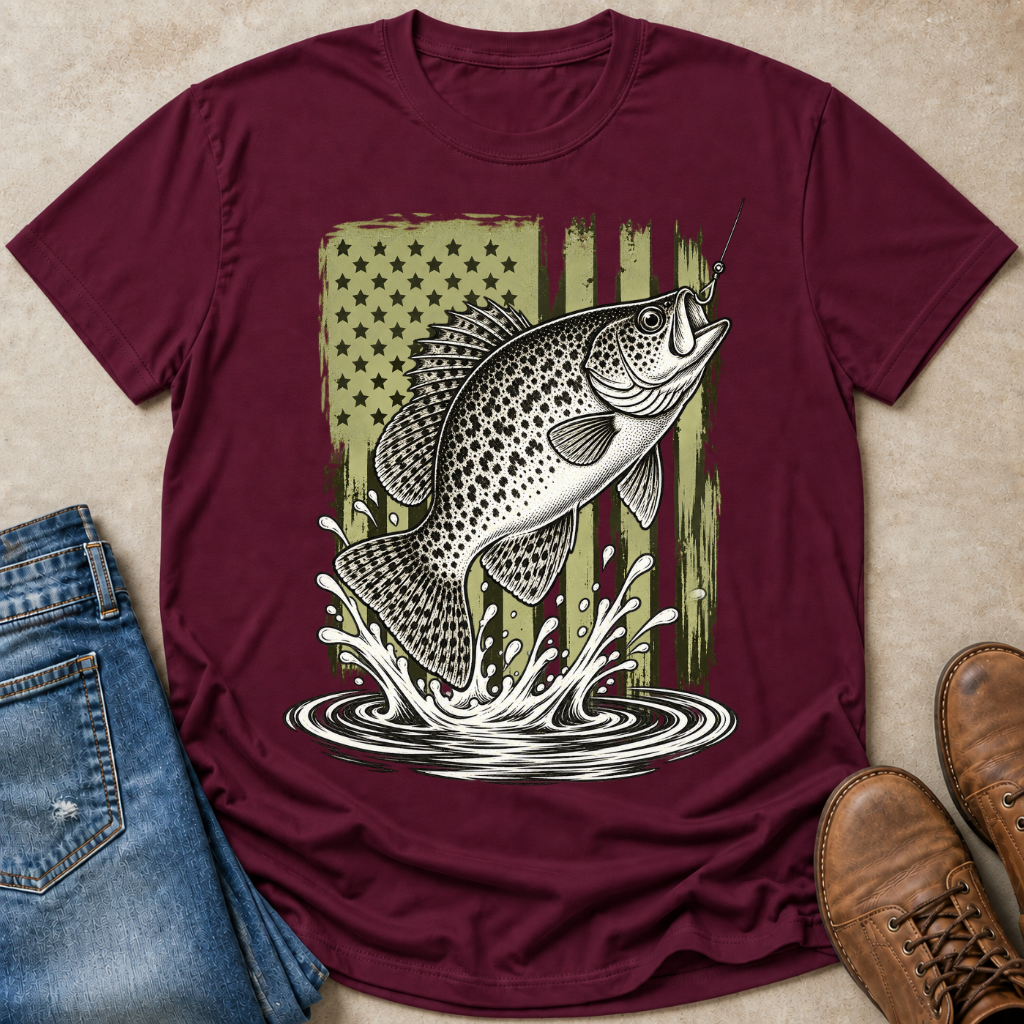 Black Crappie Flag T-Shirt