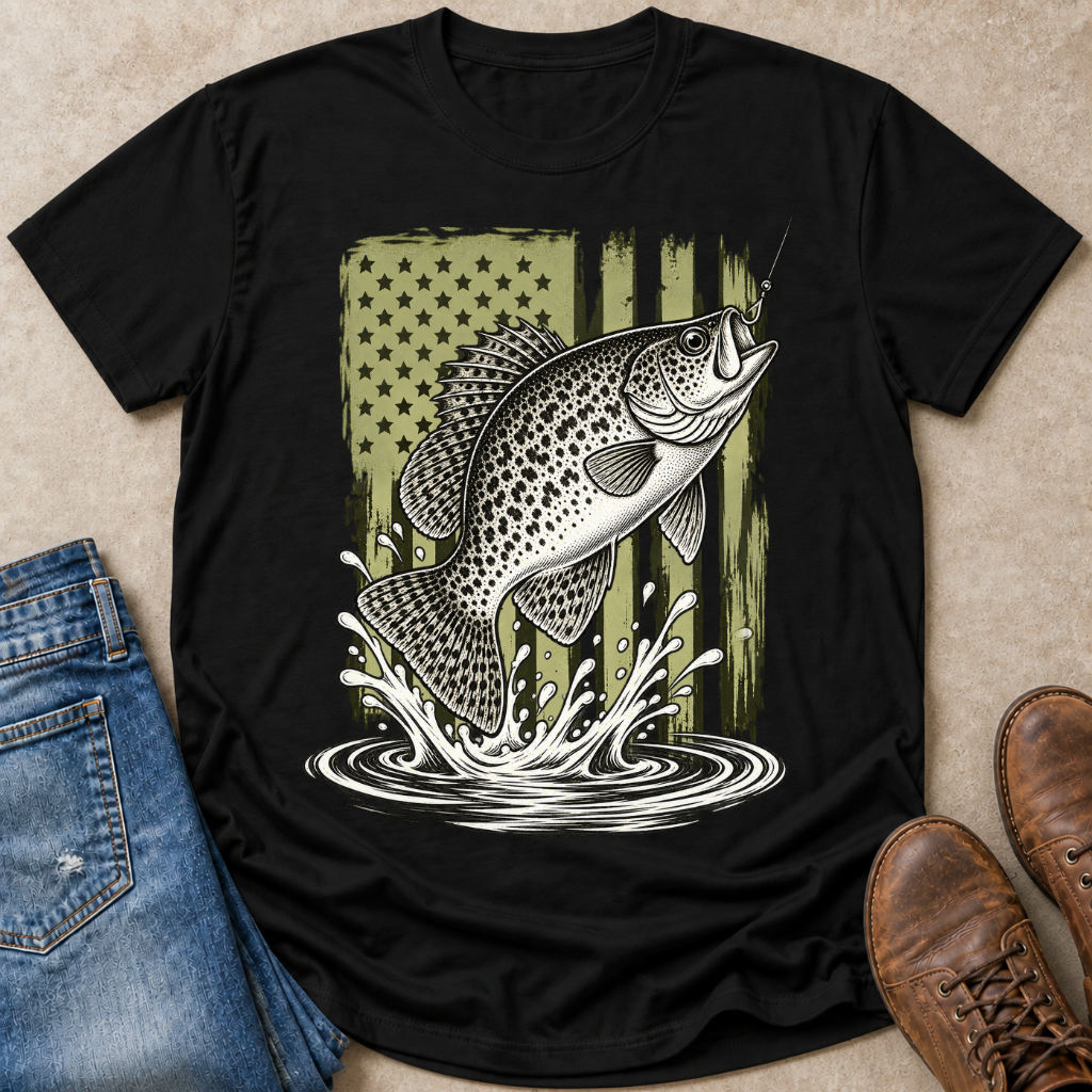 Black Crappie Flag T-Shirt