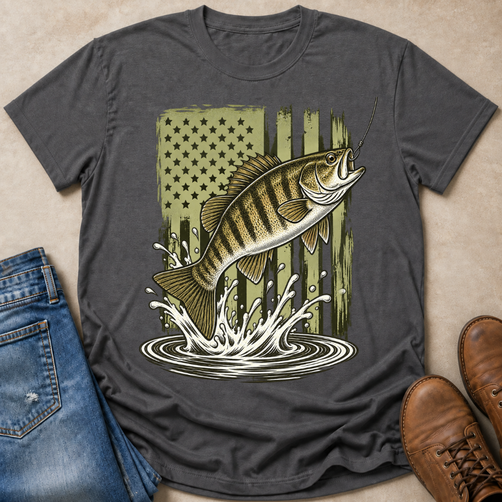 Smallmouth Bass Flag T-Shirt