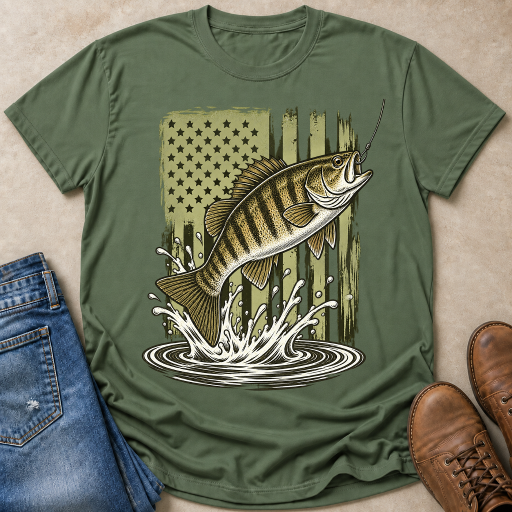 Smallmouth Bass Flag T-Shirt