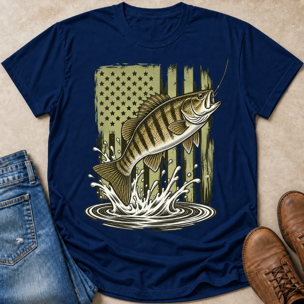 Smallmouth Bass Flag T-Shirt