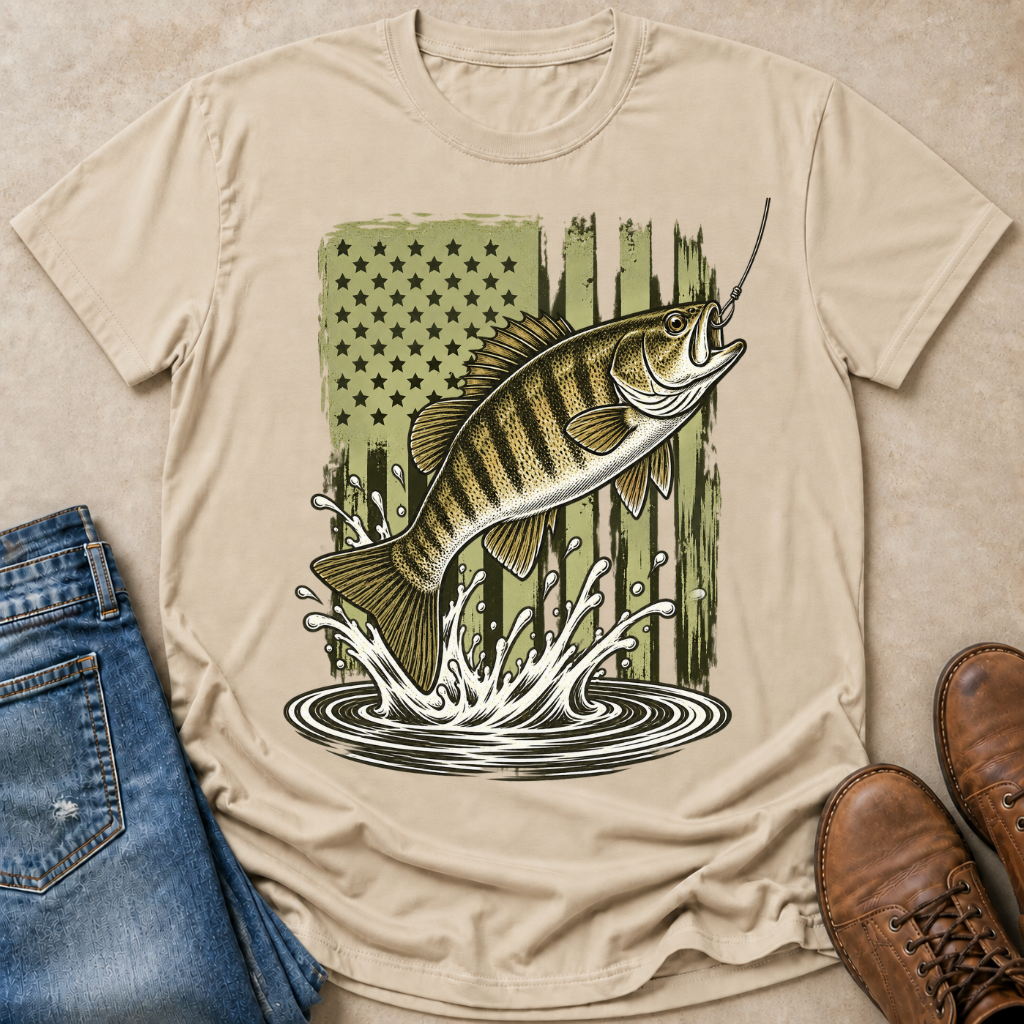 Smallmouth Bass Flag T-Shirt