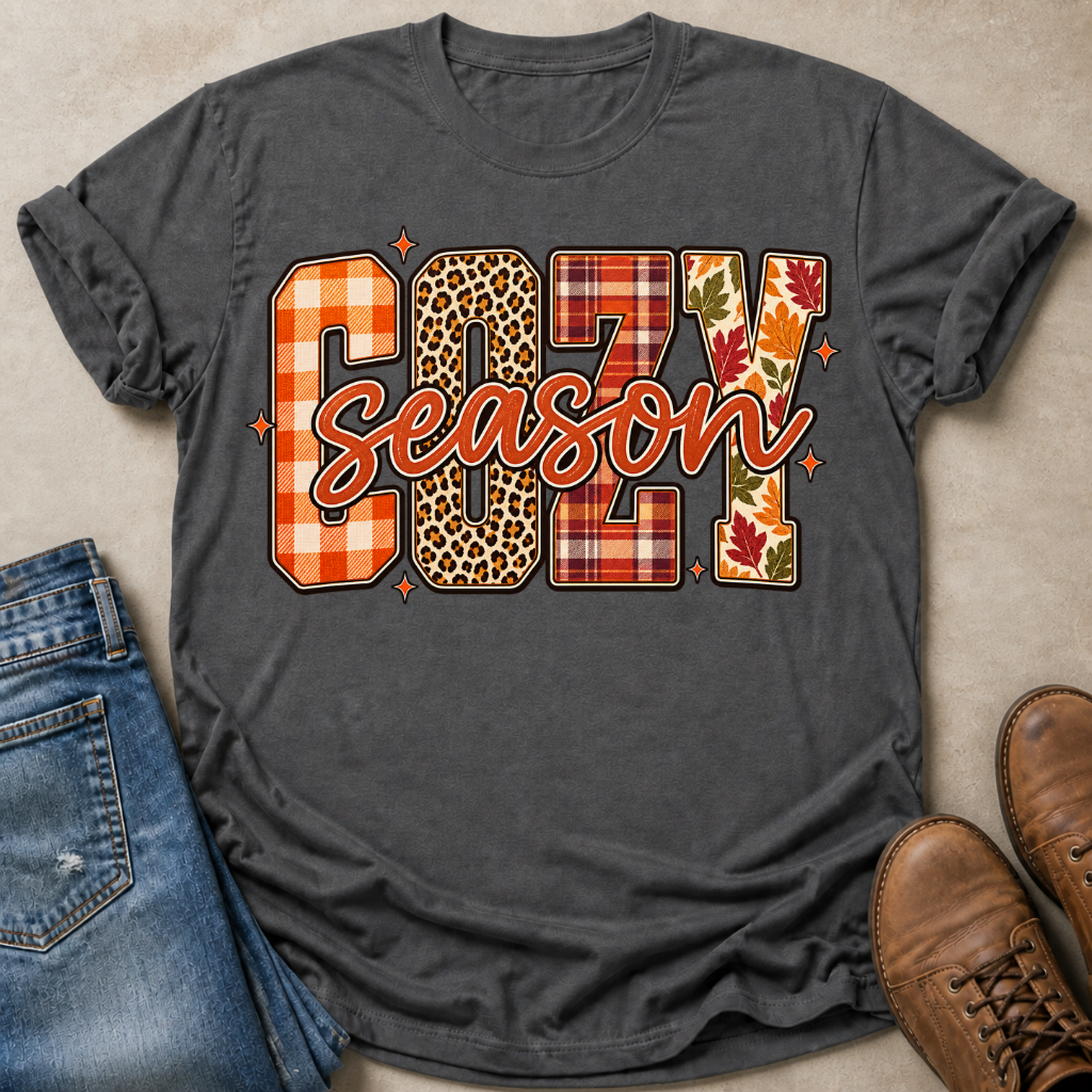 Cozy Season Mixed Patterns T-Shirt