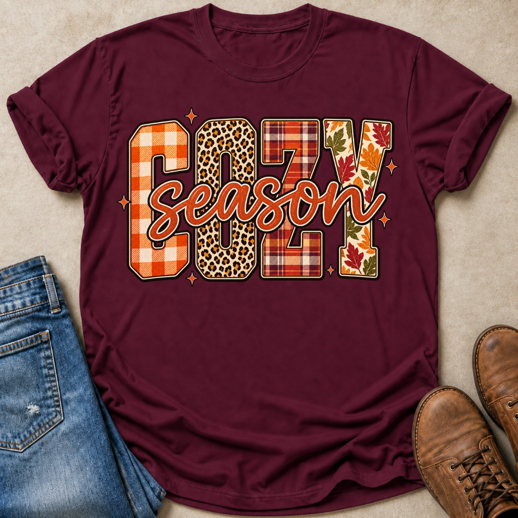 Cozy Season Mixed Patterns T-Shirt