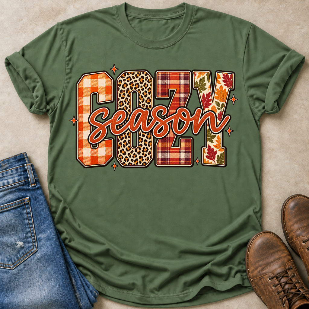 Cozy Season Mixed Patterns T-Shirt
