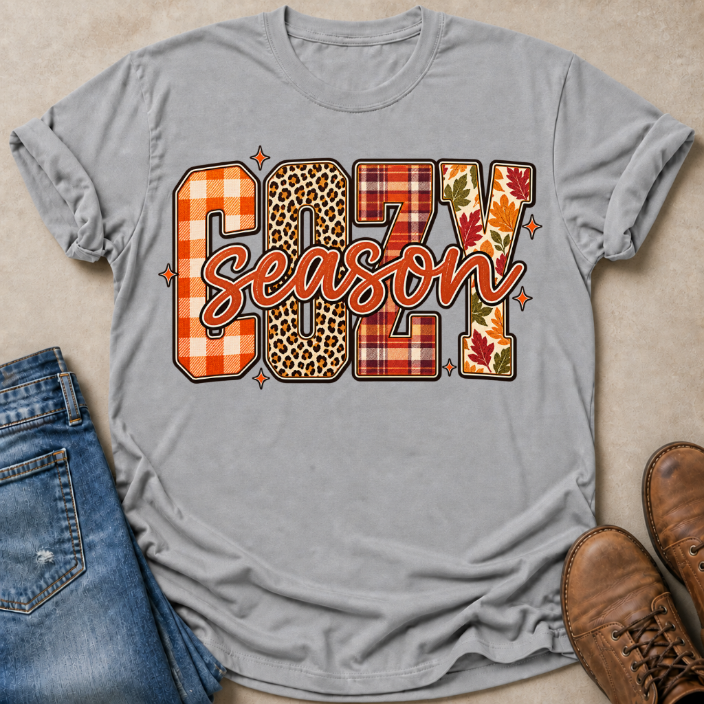Cozy Season Mixed Patterns T-Shirt