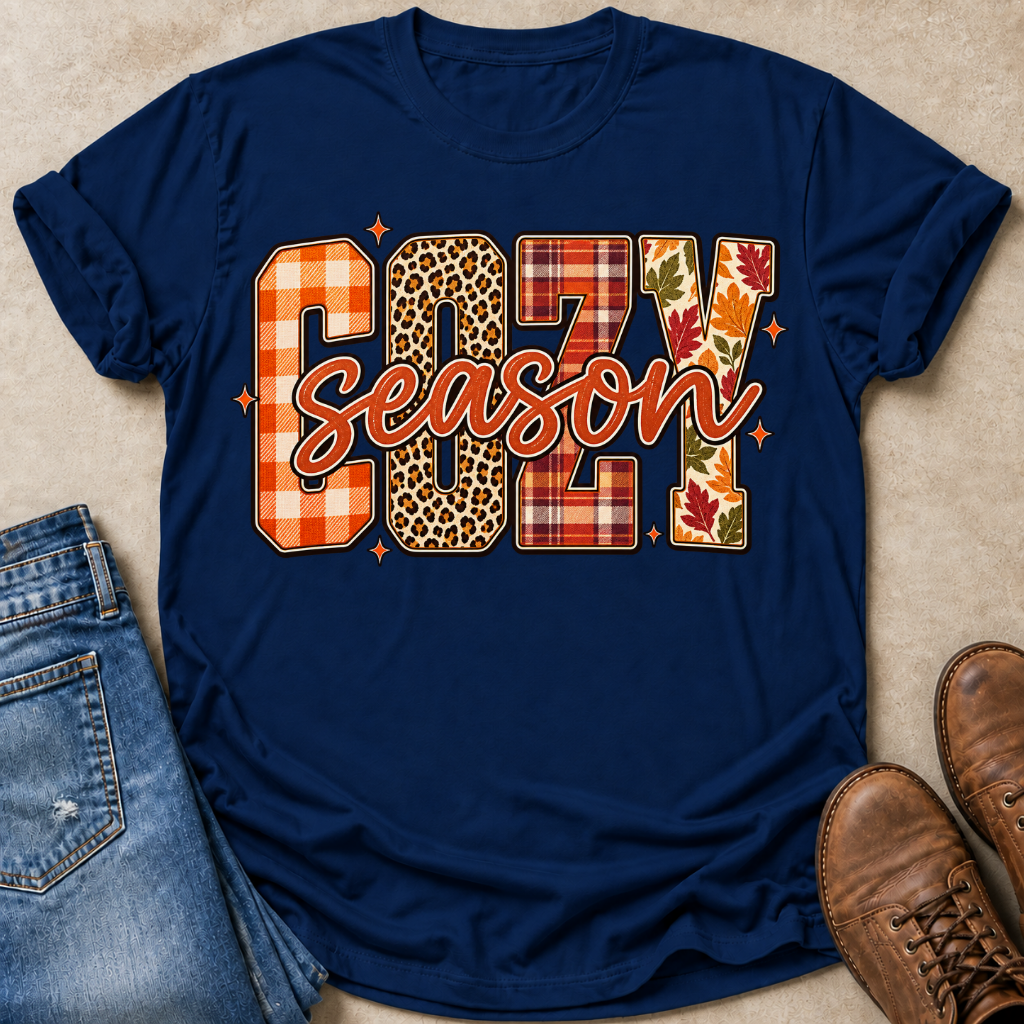 Cozy Season Mixed Patterns T-Shirt