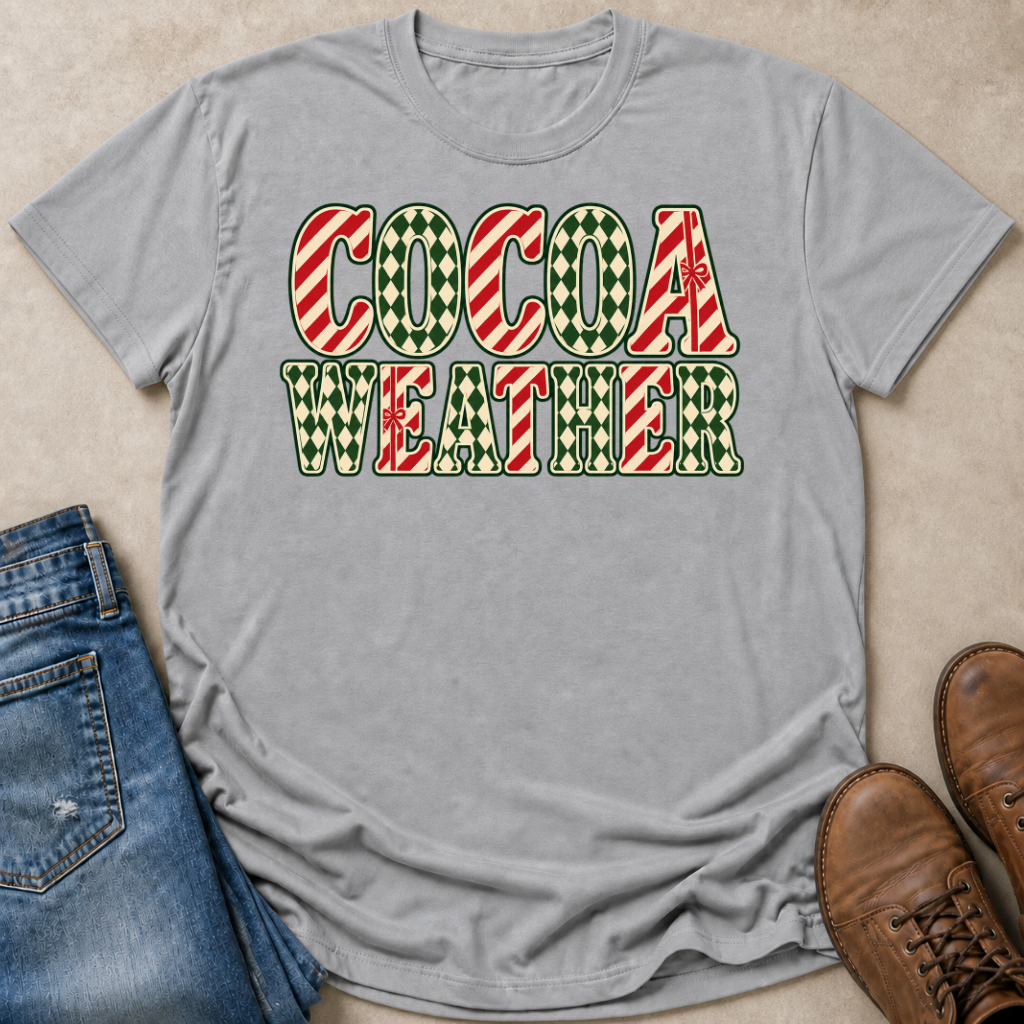 Cocoa Weather Gift Wrap Lettering T-Shirt