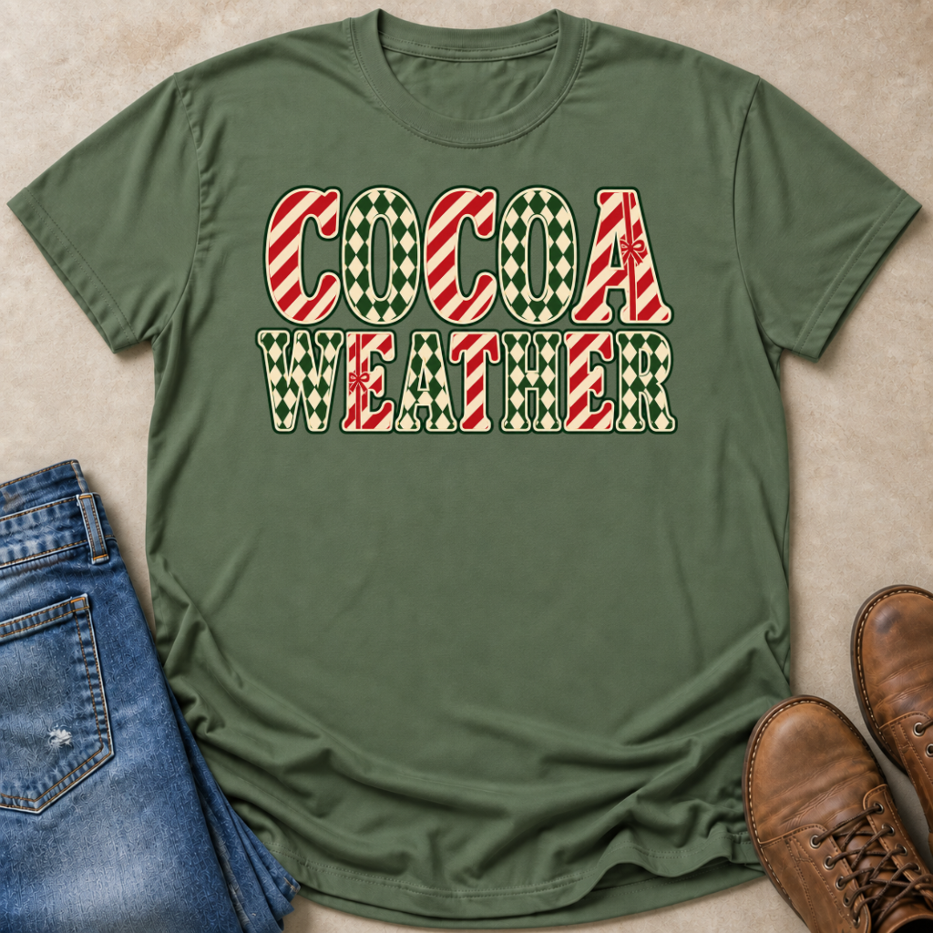 Cocoa Weather Gift Wrap Lettering T-Shirt