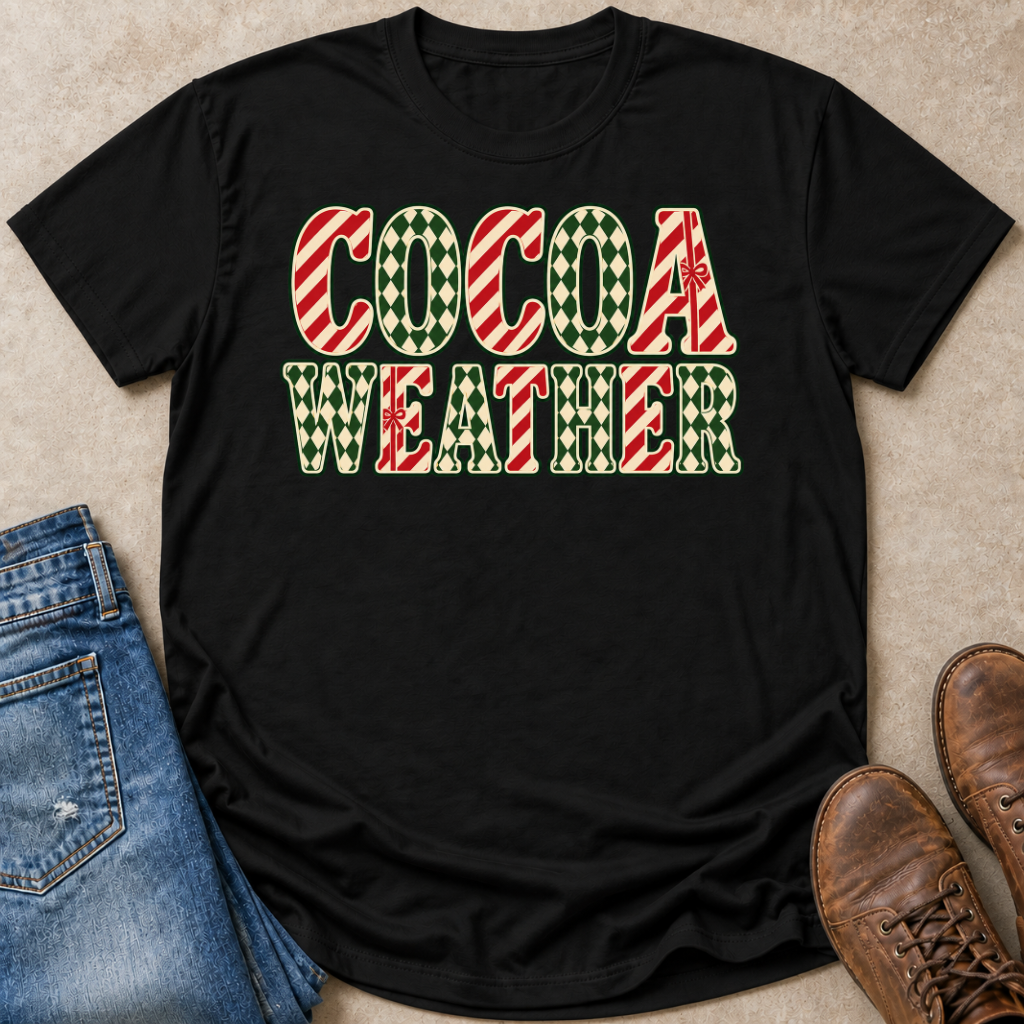 Cocoa Weather Gift Wrap Lettering T-Shirt