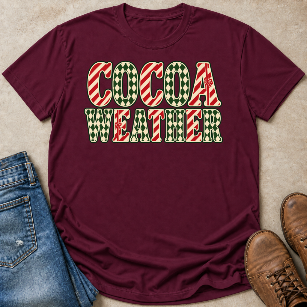 Cocoa Weather Gift Wrap Lettering T-Shirt