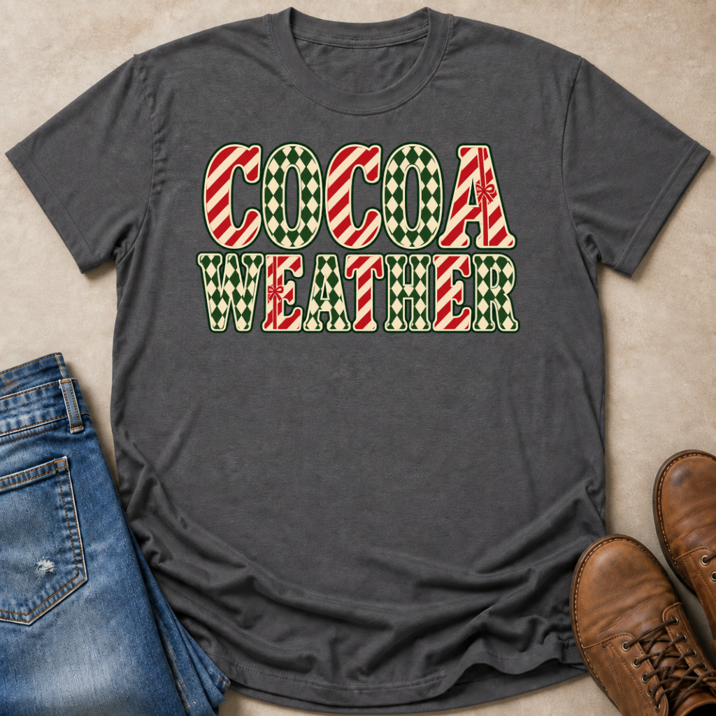 Cocoa Weather Gift Wrap Lettering T-Shirt