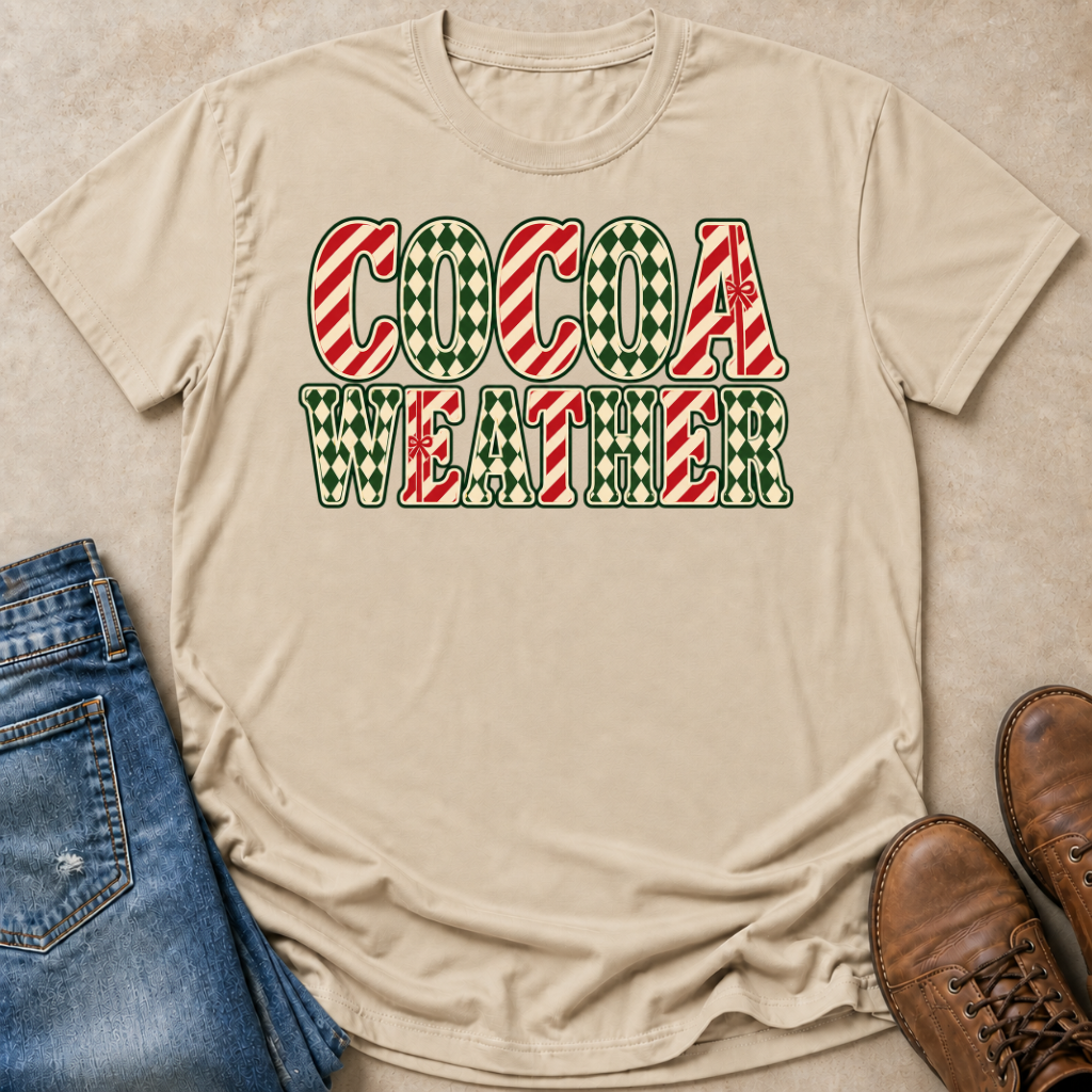 Cocoa Weather Gift Wrap Lettering T-Shirt