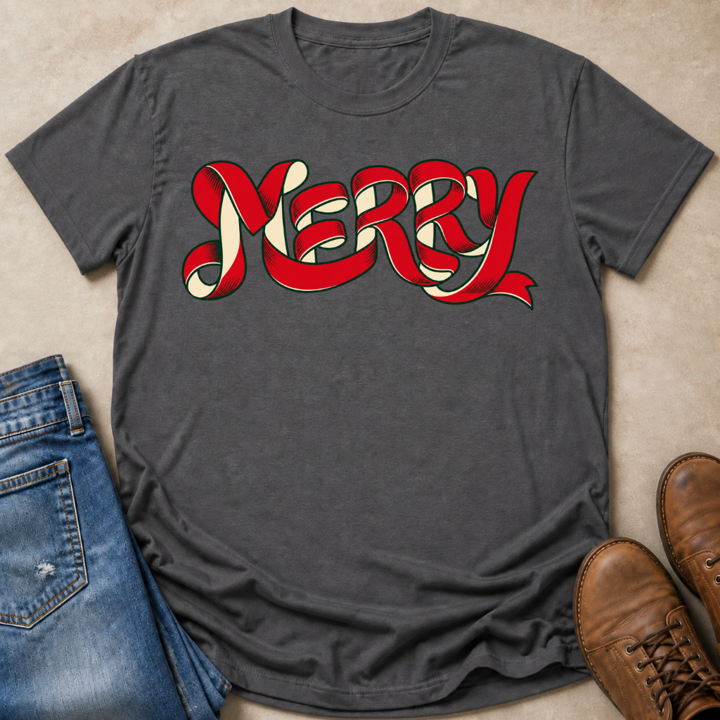 Merry Ribbon Lettering T-Shirt