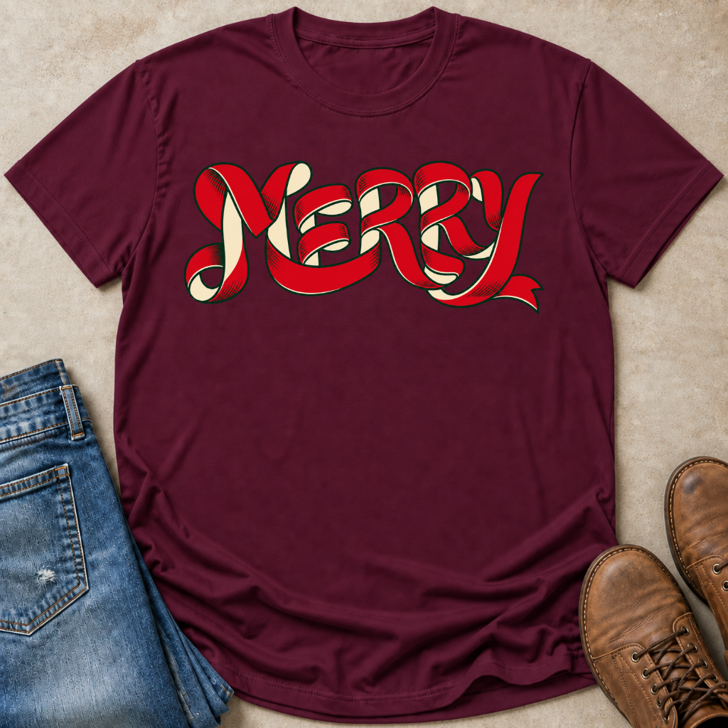 Merry Ribbon Lettering T-Shirt
