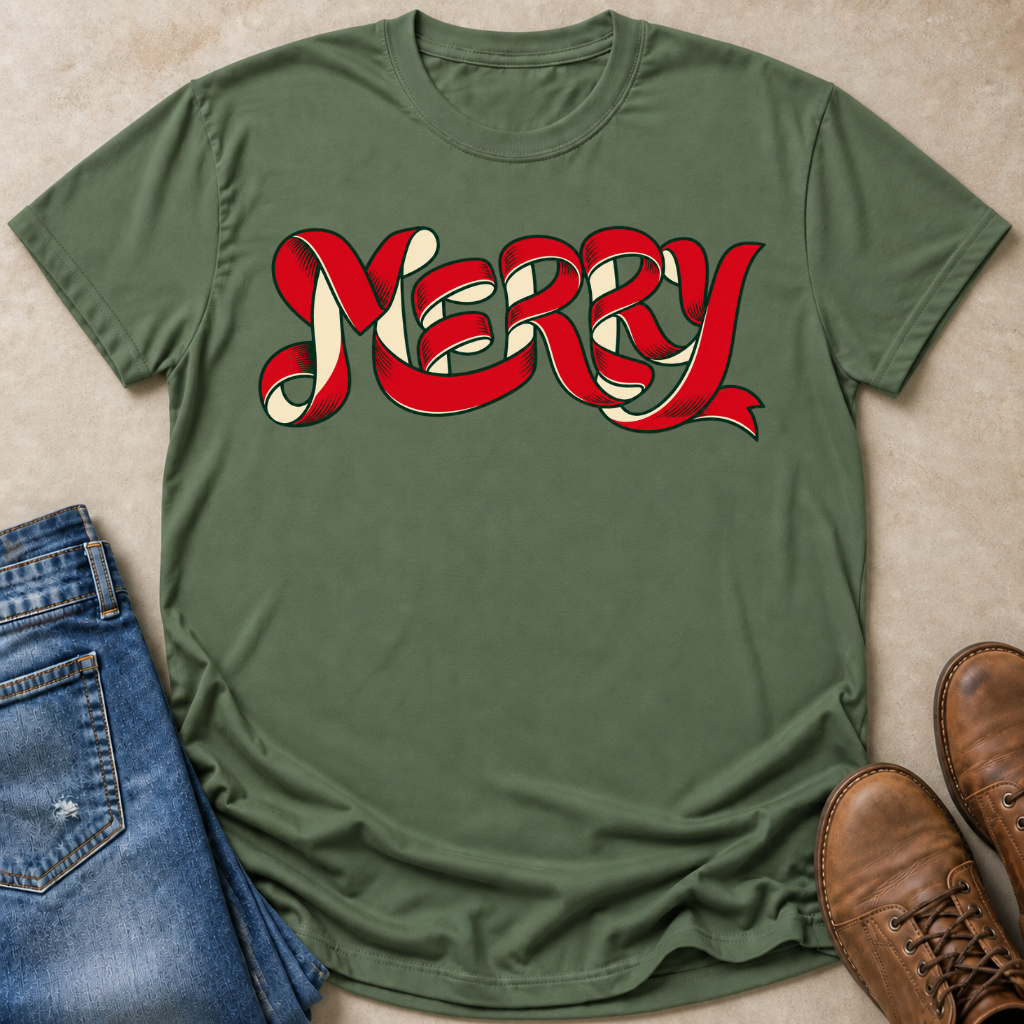 Merry Ribbon Lettering T-Shirt
