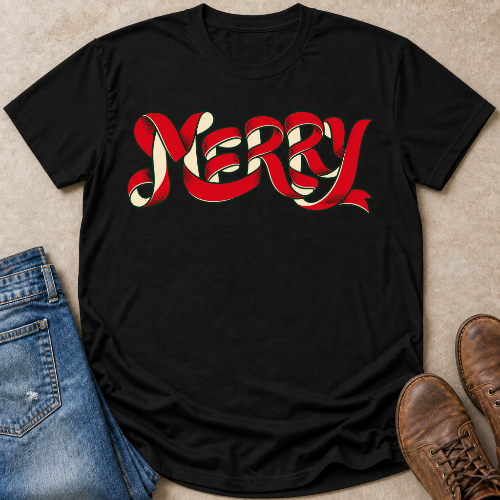 Merry Ribbon Lettering T-Shirt