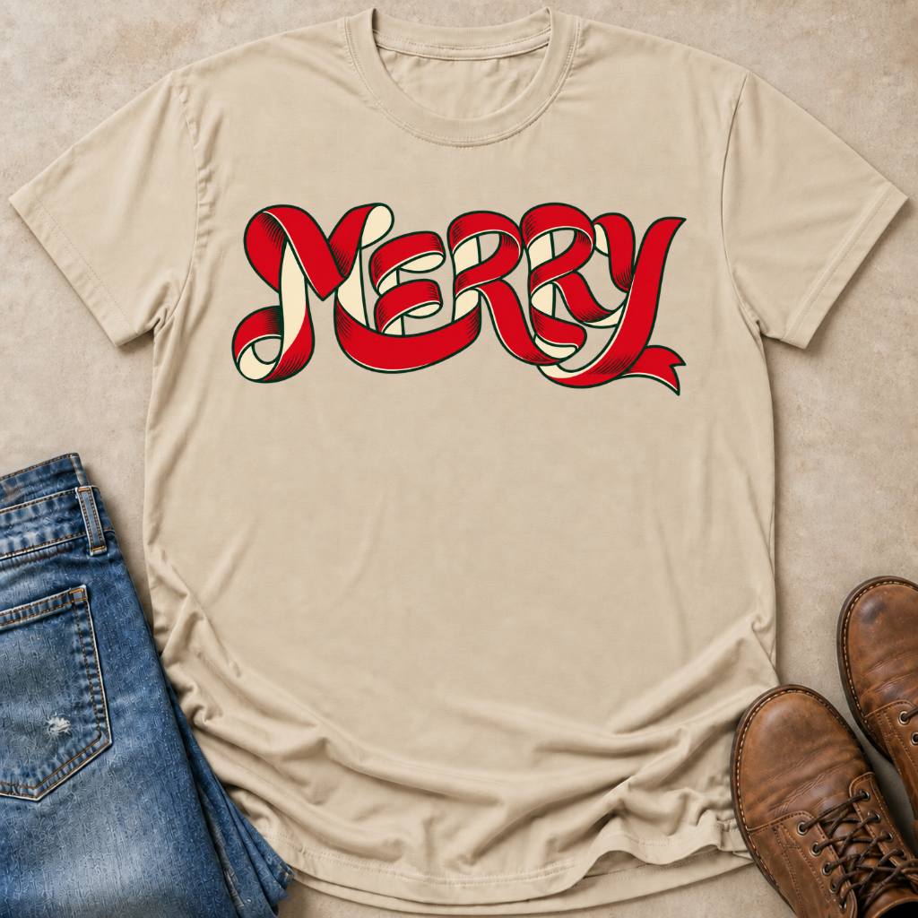 Merry Ribbon Lettering T-Shirt