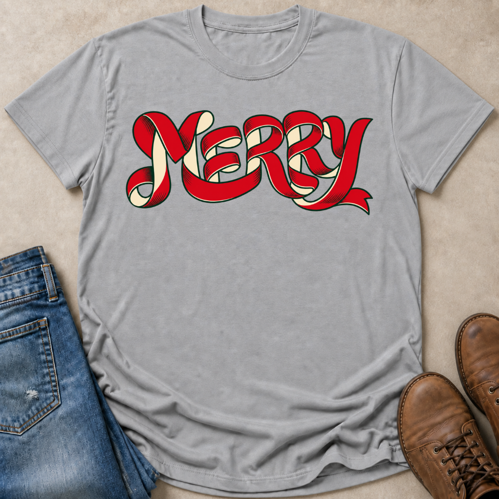 Merry Ribbon Lettering T-Shirt