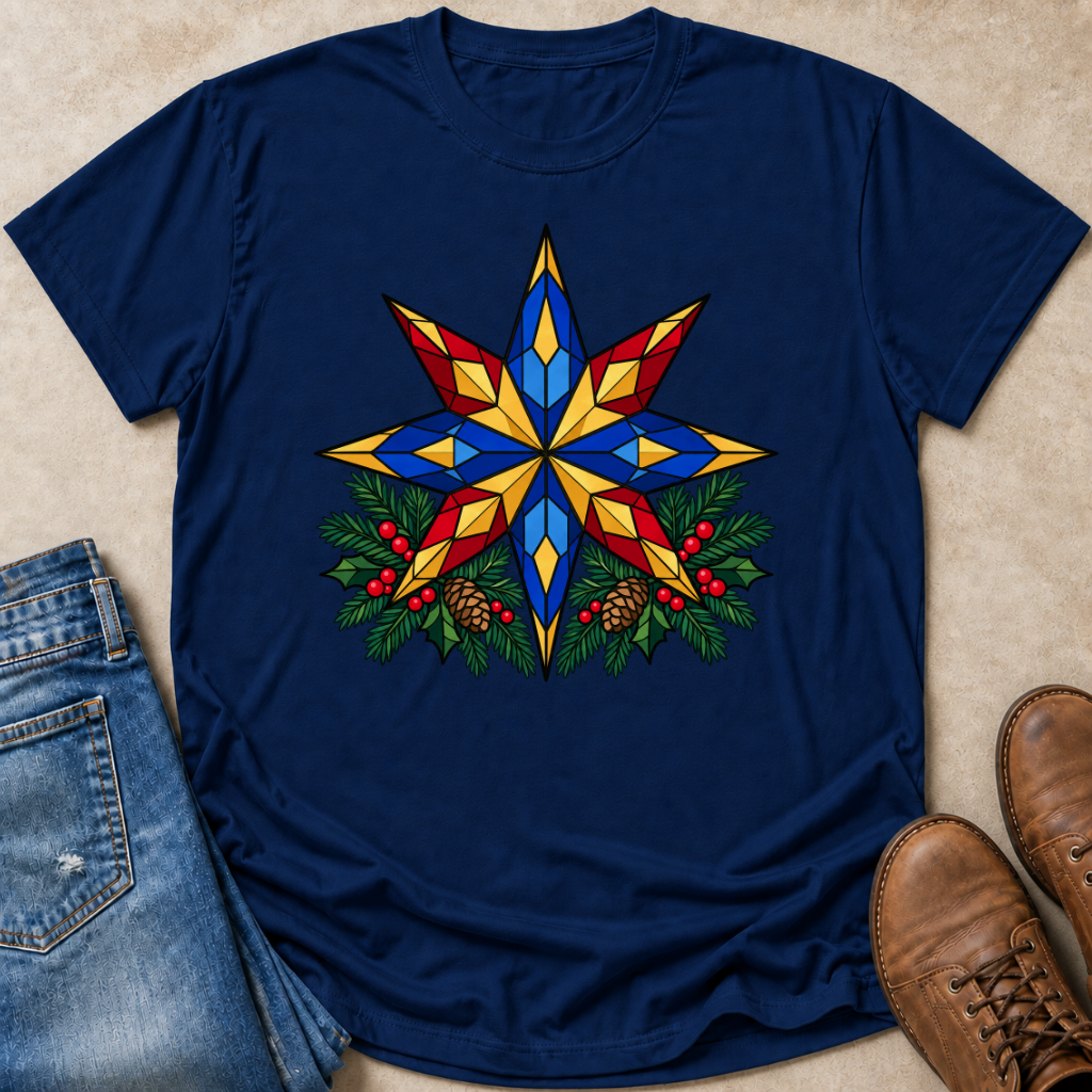 Stained Glass Christmas Star T-Shirt