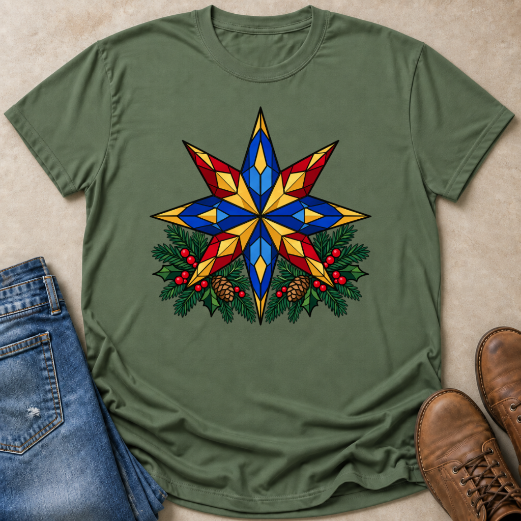 Stained Glass Christmas Star T-Shirt