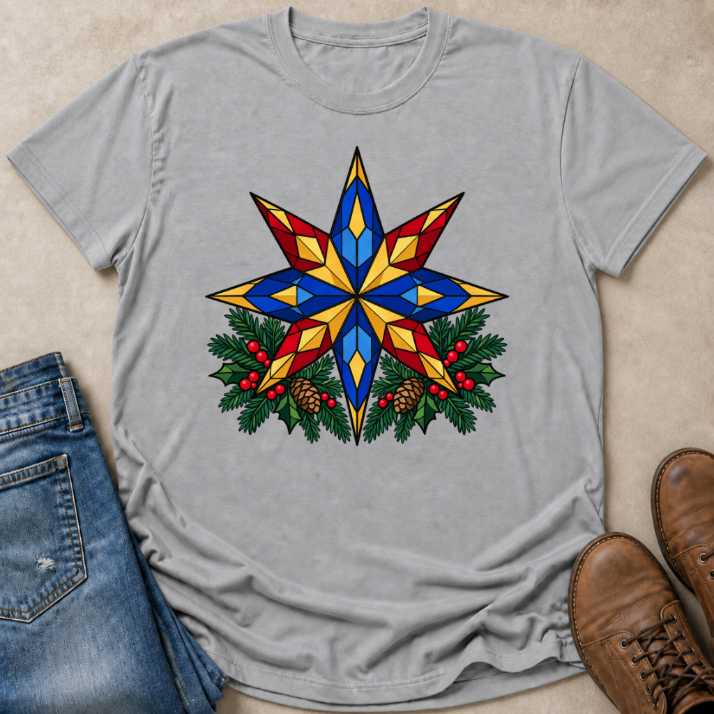Stained Glass Christmas Star T-Shirt