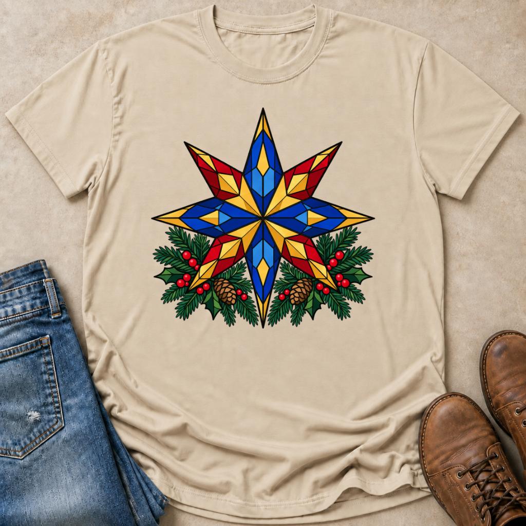 Stained Glass Christmas Star T-Shirt