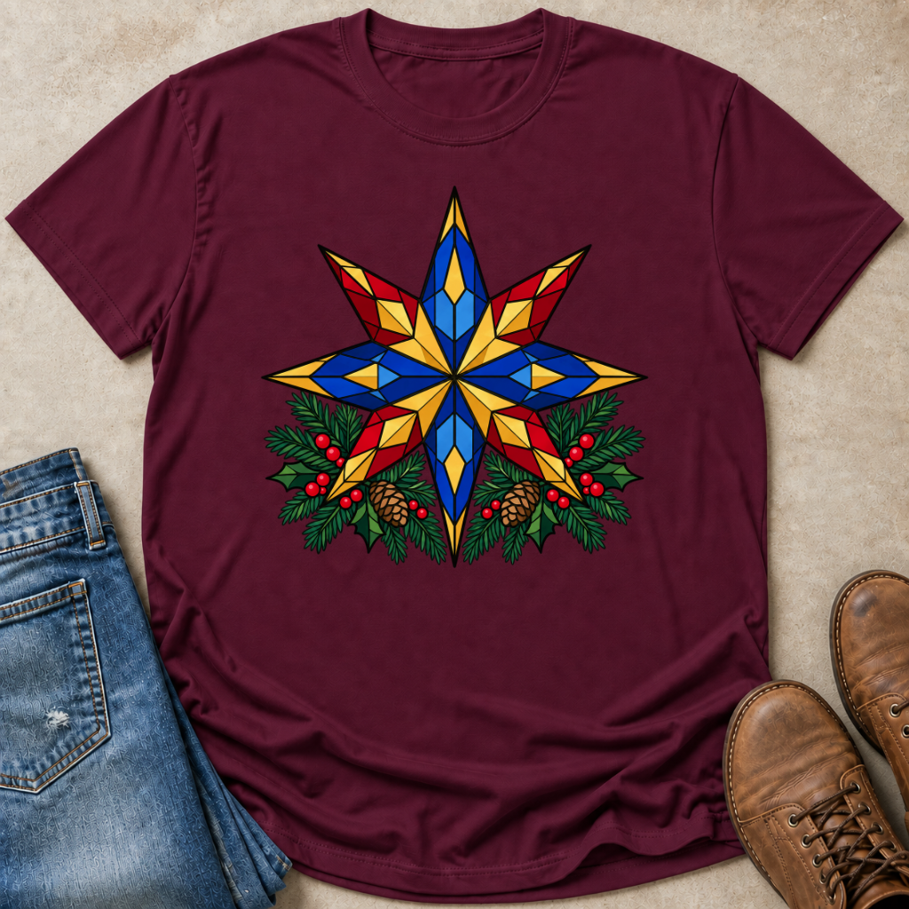 Stained Glass Christmas Star T-Shirt