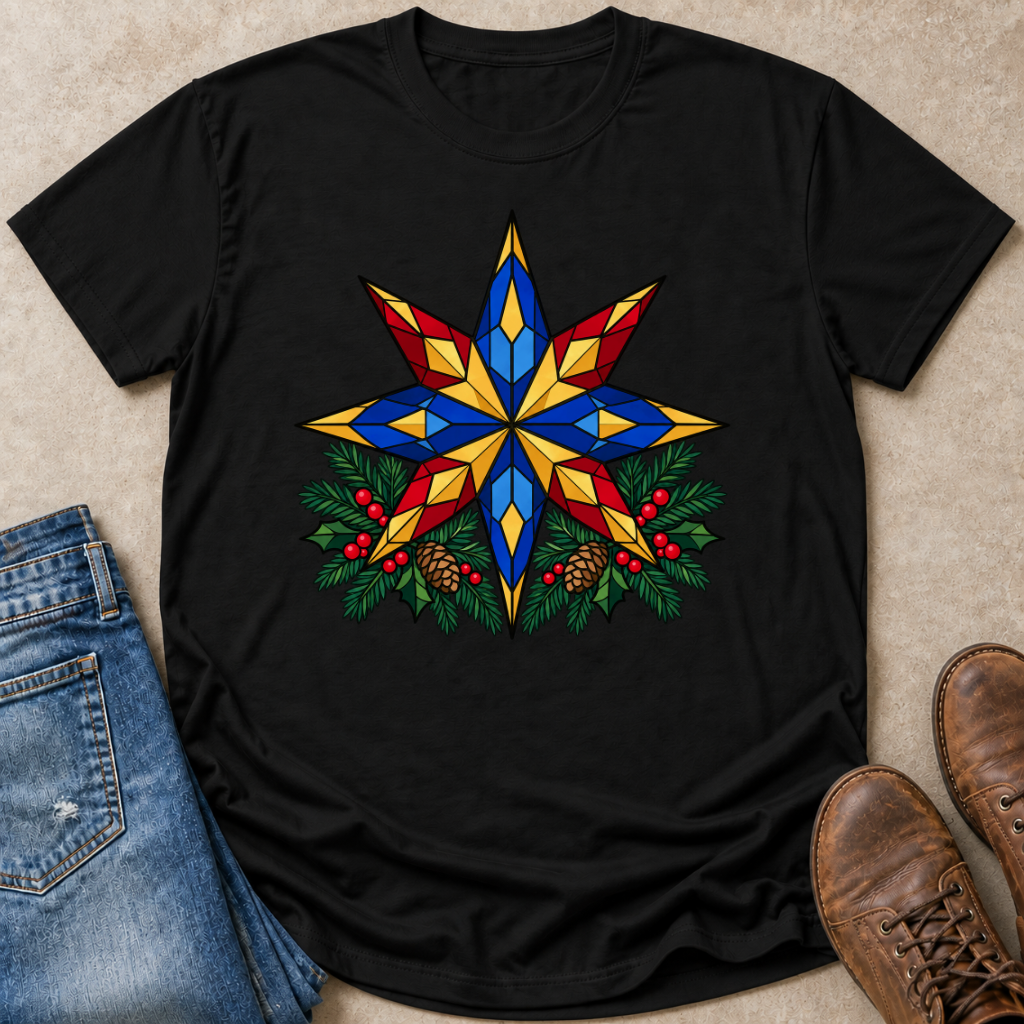 Stained Glass Christmas Star T-Shirt